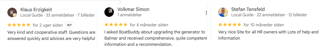 Three Google reviews of the Hallberg-Rassy Club written by members